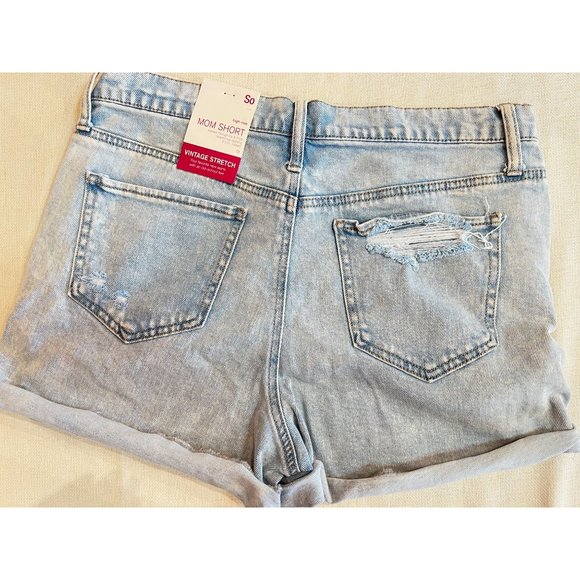 So High Rise Vintage Stretch Mom Short Roll Cuff Jean Blue Distressed Kohl's 13 - Picture 9 of 12